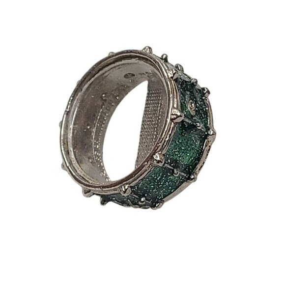 FDP USA Jewelry - Vintage FPD USA Green Silver Tone Snare Drum Lapel Pin Music Band Percussion